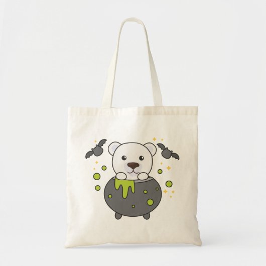 Polar Beer Happy Halloween Cauldron Bat Canvas tas (Voorkant)