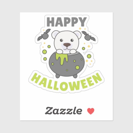 Polar Beer Happy Halloween Cauldron Bat Sticker (Vel)