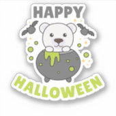 Polar Beer Happy Halloween Cauldron Bat Sticker (Voorkant)