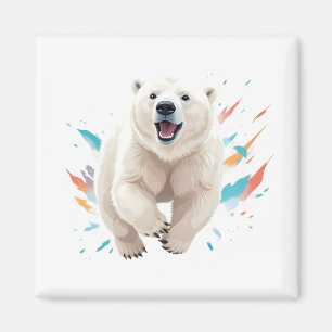 Polar Beer Happy Speelse Leuk Springen Lucht Joyfu Magneet