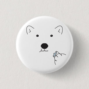 Polar Beer Het eten van een Marshmallow Ronde Button 3,2 Cm