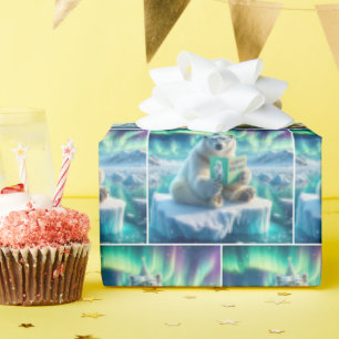 Polar Beer Het lezen van een verjaardag Wenskaart Cadeaupapier