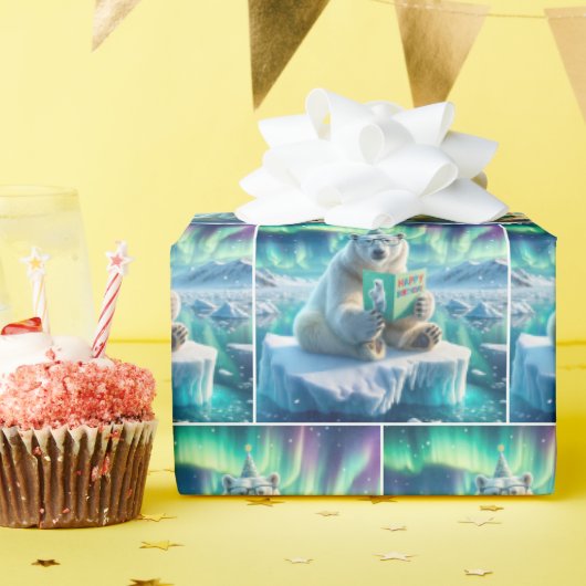 Polar Beer Het lezen van een verjaardag Wenskaart Cadeaupapier (Verjaardagsfeest)