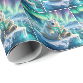 Polar Beer Het lezen van een verjaardag Wenskaart Cadeaupapier (Rol Hoek)