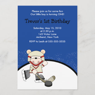 Polar Beer Hockey Sports Birthday Invitation Kaart