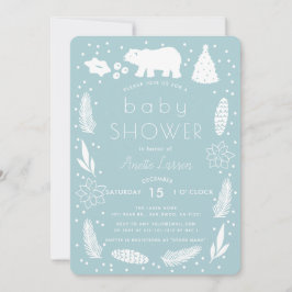 Polar Beer Holiday Foliage Baby shower Invitation Feestdagenkaart