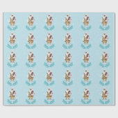 Polar Beer in Badpak Winter Sneeuwvlokken Blauw Cadeaupapier (Vlak)