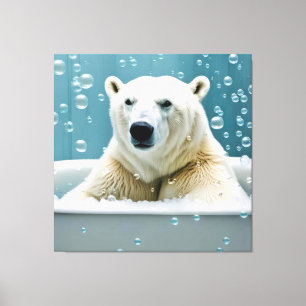 Polar Beer in bubbelbad Canvas Afdruk