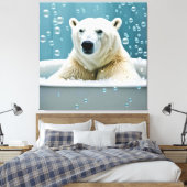 Polar Beer in bubbelbad Canvas Afdruk (Insitu (Slaapkamer))