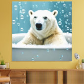 Polar Beer in bubbelbad Canvas Afdruk (Insitu (Woonkamer))