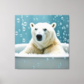 Polar Beer in bubbelbad Canvas Afdruk (Voorkant)