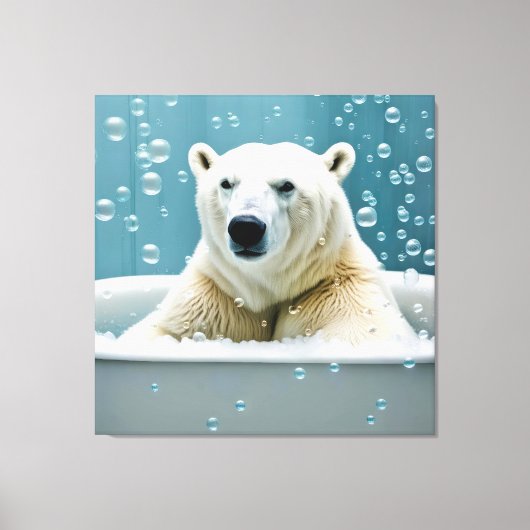 Polar Beer in bubbelbad Canvas Afdruk (Voorkant)