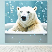 Polar Beer in bubbelbad Canvas Afdruk (Insitu (Houten vloer))