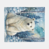 Polar Beer in de winter Fleece Deken (Voorkant (Horizontaal))
