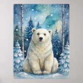 Polar Beer in de winter Poster (Voorkant)