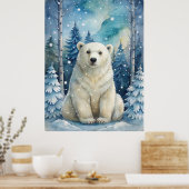 Polar Beer in de winter Poster (Keuken)