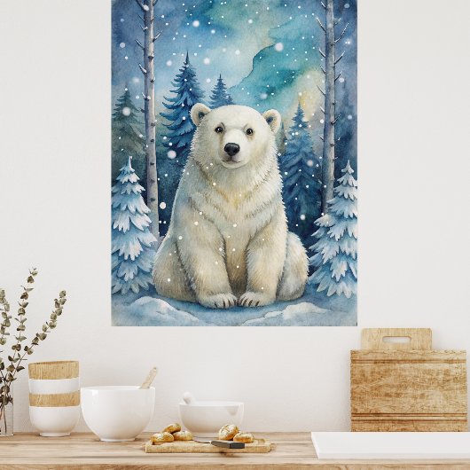 Polar Beer in de winter Poster (Keuken)