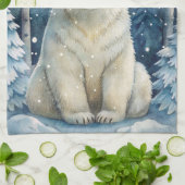 Polar Beer in de winter Theedoek (Gevouwen)