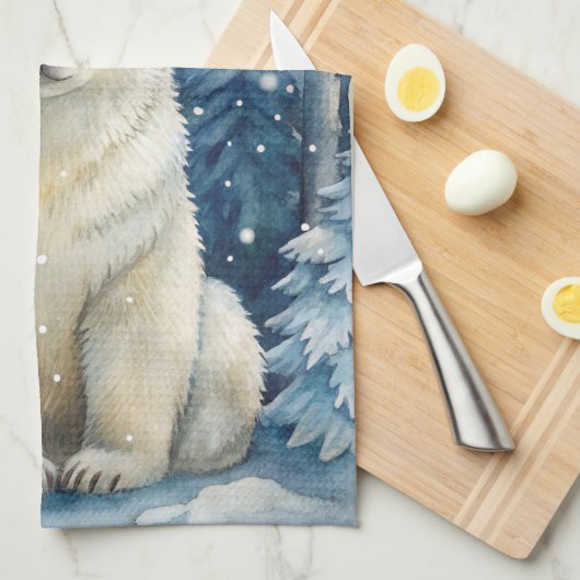 Polar Beer in de winter Theedoek (Quarter Fold)