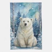 Polar Beer in de winter Theedoek (Verticaal)