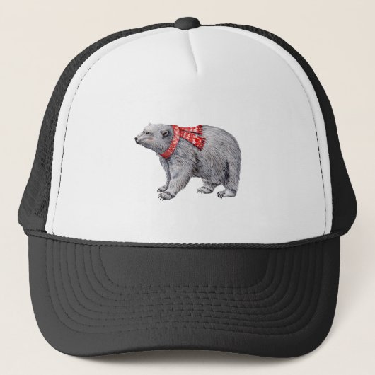 Polar Beer in rode sjaal Trucker Pet (Voorkant)