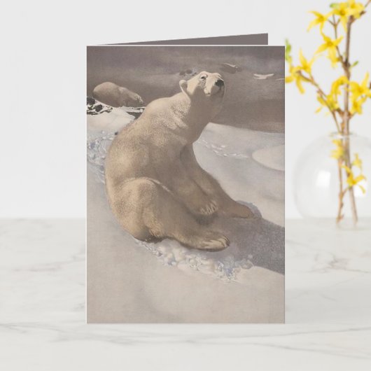 Polar beer in sneeuwillustratie grijs bruin wit kaart (Gele Bloem)