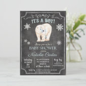 Polar Beer Jongen Baby shower Uitnodiging (Staand voorkant)
