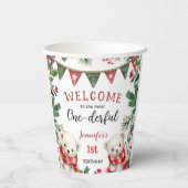 Polar Beer Kerst 1e verjaardag Papieren Bekers (Achterkant)