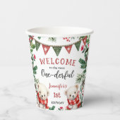 Polar Beer Kerst 1e verjaardag Papieren Bekers (Voorkant)