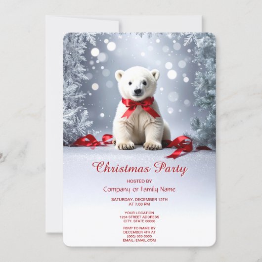 Polar Beer Kerst Feest Uitnodiging (Voorkant)