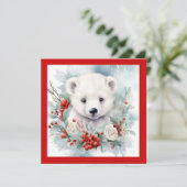 Polar Beer Kerst Lunch Party Thema Aangepaste teks (Staand voorkant)