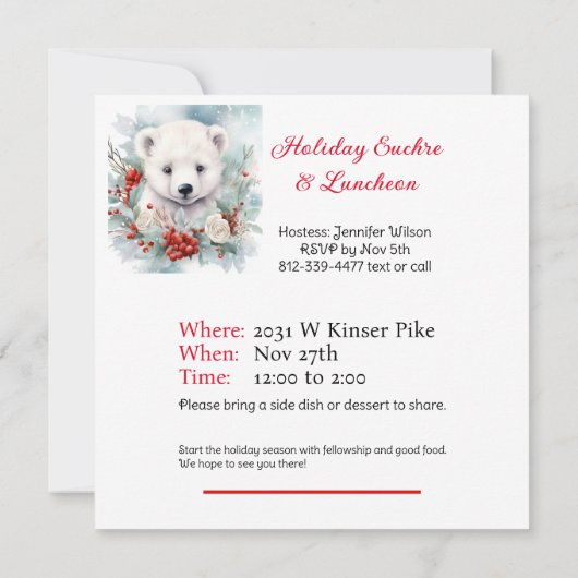 Polar Beer Kerst Lunch Party Thema Aangepaste teks (Achterkant)