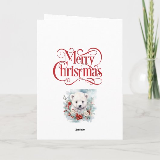 Polar Beer Kerst Personaliseer Naam & Groet Feestdagen Kaart (Achterkant)