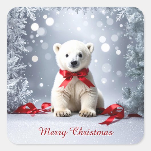Polar Beer Kerst Vakantie Sticker (Voorkant)