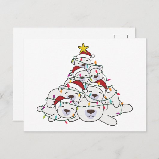 Polar Beer kerstboom Funny Animal Kerstmis P Briefkaart (Voorkant / Achterkant)