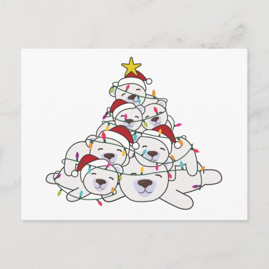 Polar Beer kerstboom Funny Animal Kerstmis P Briefkaart (Voorkant)