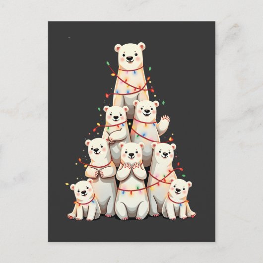 Polar Beer Kerstboom Vrolijk Kerstfeest Aankondigingskaart (Voorkant)