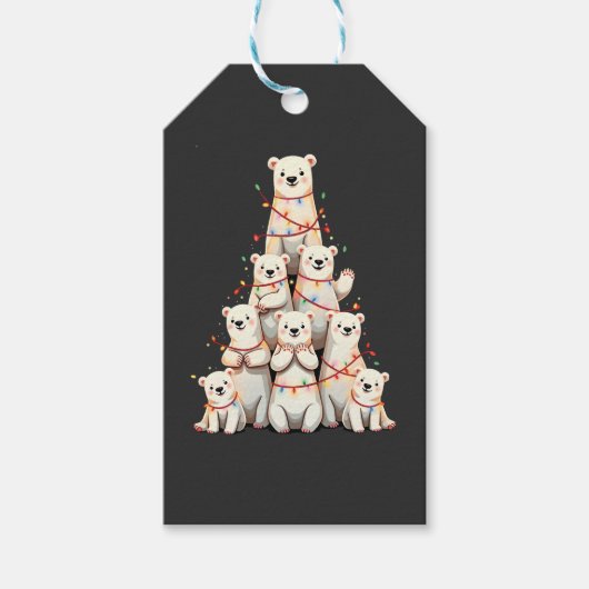 Polar Beer Kerstboom Vrolijk Kerstfeest Cadeaulabel (Voorkant)