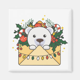 Polar Beer kerstbrief winterdieren Polar M Magneet