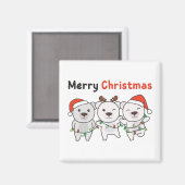 Polar Beer kerstdieren Polar Beren Merry Magneet (Voorkant / Achterkant)
