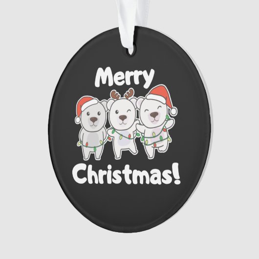 Polar Beer kerstdieren Polar Beren Merry Ornament (voorkant)