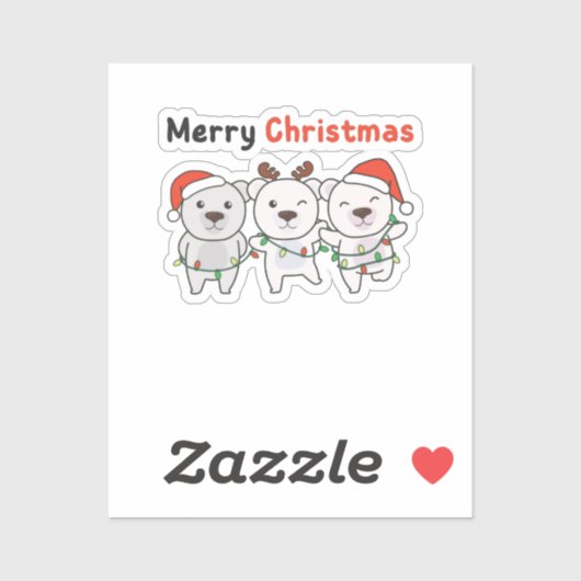 Polar Beer kerstdieren Polar Beren Merry Sticker (Vel)