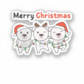 Polar Beer kerstdieren Polar Beren Merry Sticker (Voorkant)