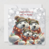 Polar Beer Kerstgroeten van Naam Familie Feestdagenkaart (Voorkant)