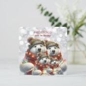 Polar Beer Kerstgroeten van Naam Familie Feestdagenkaart (Staand voorkant)