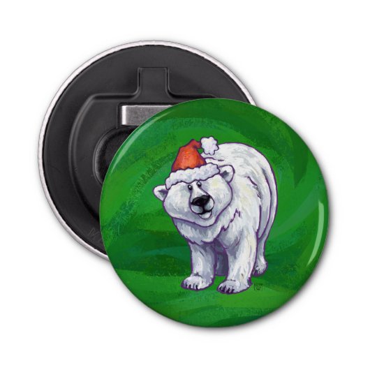 Polar Beer Kerstmis: groen Button Flesopener (Voorkant)