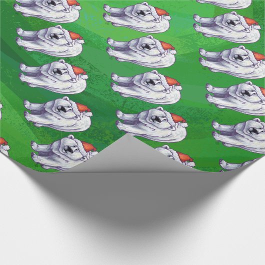 Polar Beer Kerstmis: groen Cadeaupapier (Hoek)