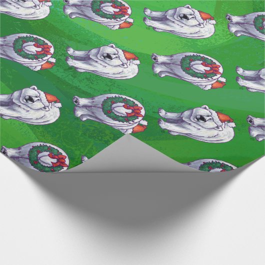 Polar Beer Kerstmis: groen Cadeaupapier (Hoek)