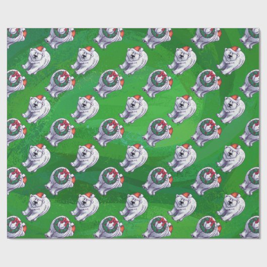 Polar Beer Kerstmis: groen Cadeaupapier (Vlak)