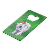 Polar Beer Kerstmis: groen Creditkaart Flessenopener (Voorkant Gekanteld)